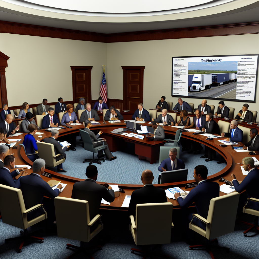 Congressional meeting setting with lawmakers engaged in discussion