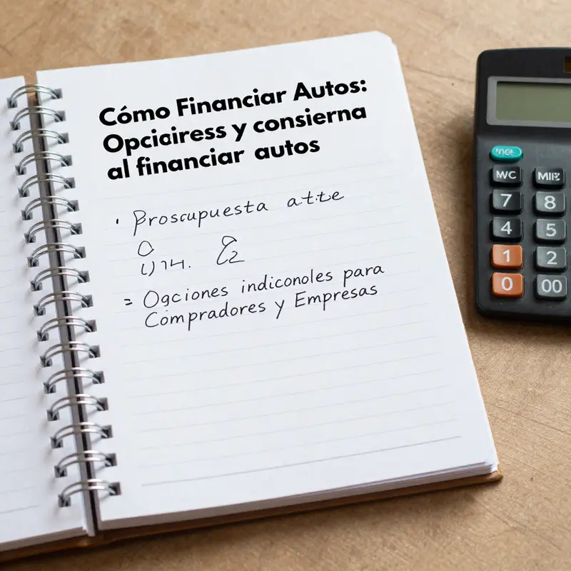 Diferentes opciones de préstamos automotrices listadas sobre una mesa de trabajo, representando la variedad de opciones de financiamiento.