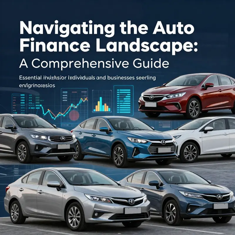 A visually appealing cover image featuring a variety of vehicles and digital overlays representing auto finance options.