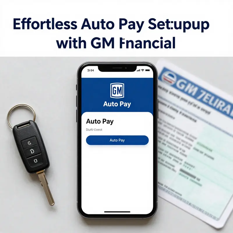 A visual guide showcasing the process of setting up auto pay on GM Financial’s app.