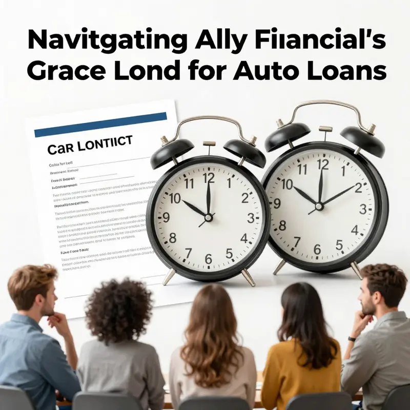 An image portraying a car financing discussion emphasizing the importance of grace periods and timely payments.