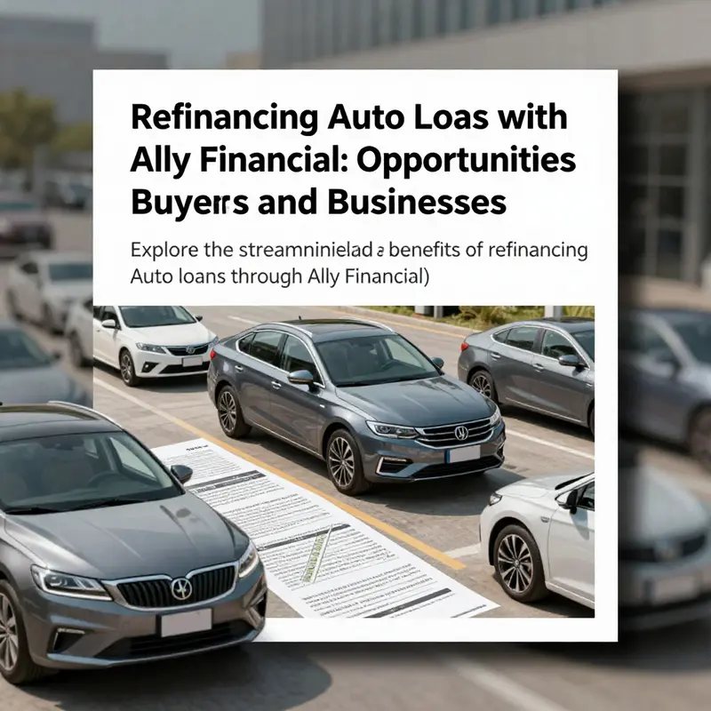 An illustrative cover image about auto loan refinancing featuring vehicles and financial paperwork.