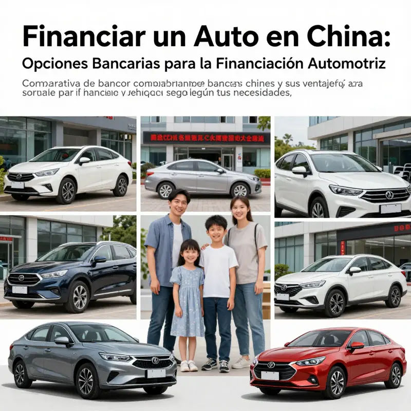 Collage que muestra una variedad de bancos y clientes felices financiando sus vehículos.