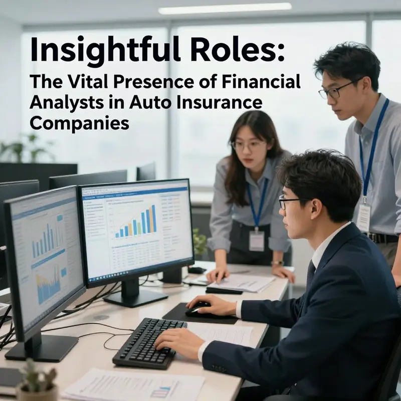 A financial analyst collaborating with colleagues in an auto insurance firm.