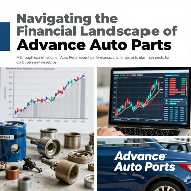 Visual representation of Advance Auto Parts' financial journey through graphs and automotive imagery.