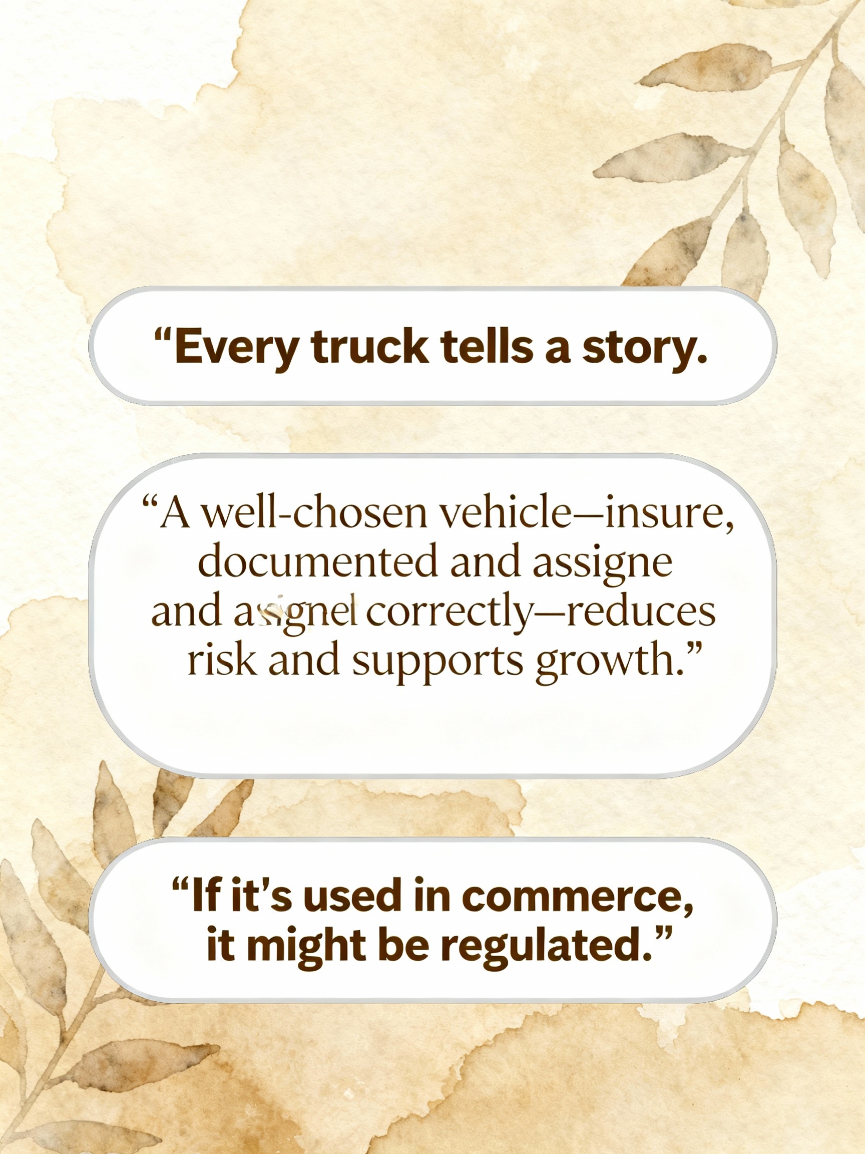 Visual representation of expert quotes on commercial vehicles