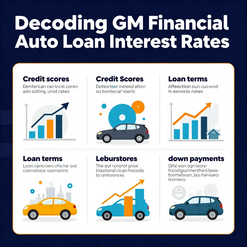 Infographic illustrating various factors influencing GM Financial auto loan interest rates.
