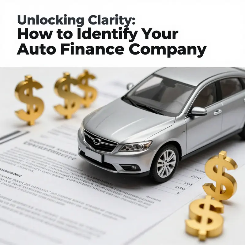 An illustrative graphic showing a car with various financial documentation and icons symbolizing auto financing.