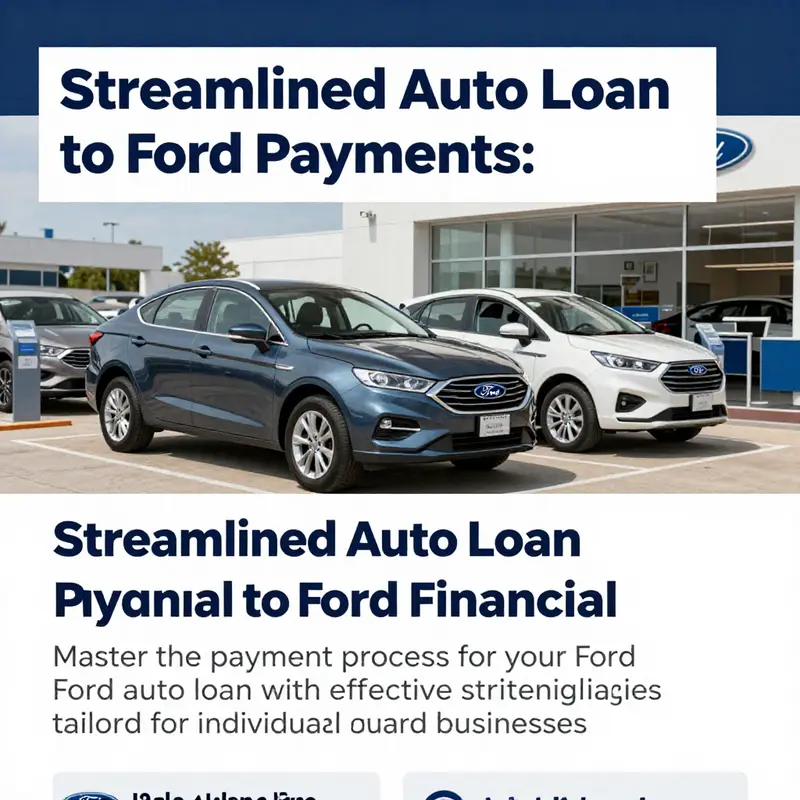 An image representing auto loan payments in a car dealership featuring Ford vehicles.