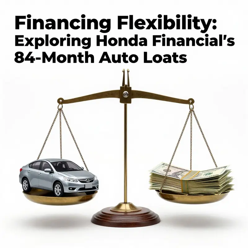 A scene demonstrating Honda Financial Services in action, helping customers navigate their 84-month auto loan options.