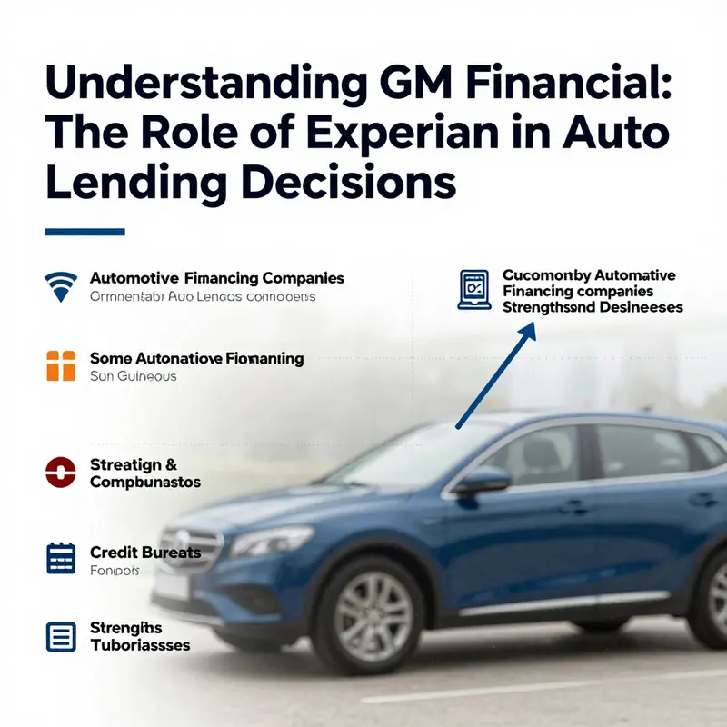 Infographic on GM Financial’s use of Experian for auto loan credit evaluations.