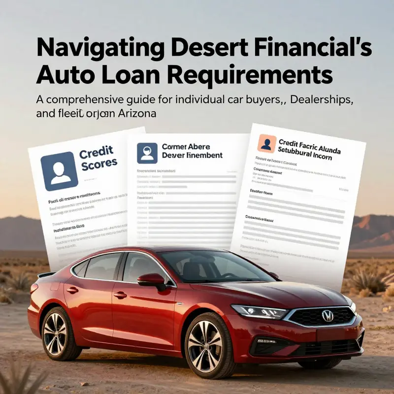 A visual representation of the elements involved in obtaining auto loans from Desert Financial.