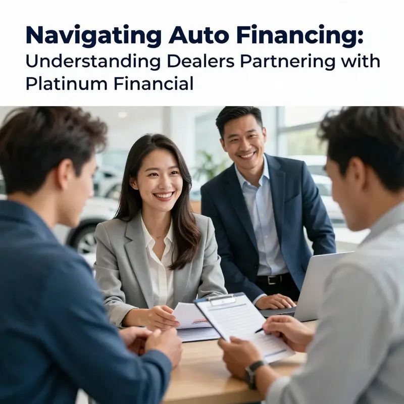 A vibrant auto dealership illustrating the integration of Platinum Financial’s financing solutions.