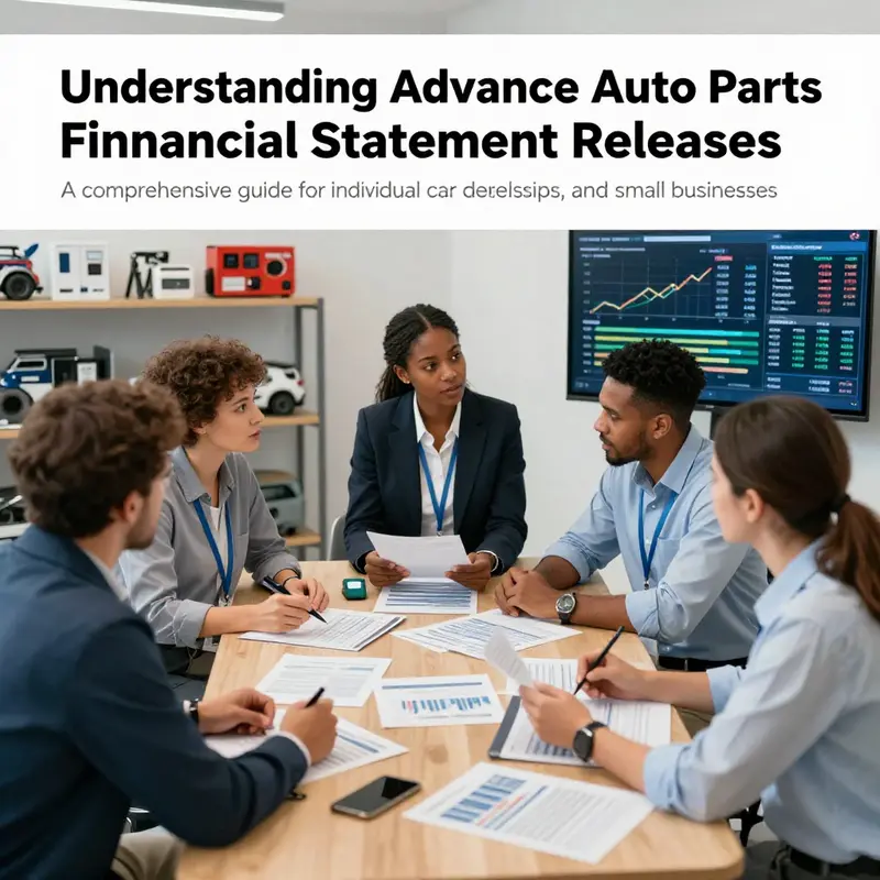 A diverse group of automotive industry professionals in a meeting, discussing financial statements and market insights, with digital displays of market data.