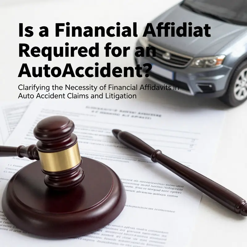 A gavel resting atop legal documents related to auto accidents, representing the legal implications of financial affidavits.