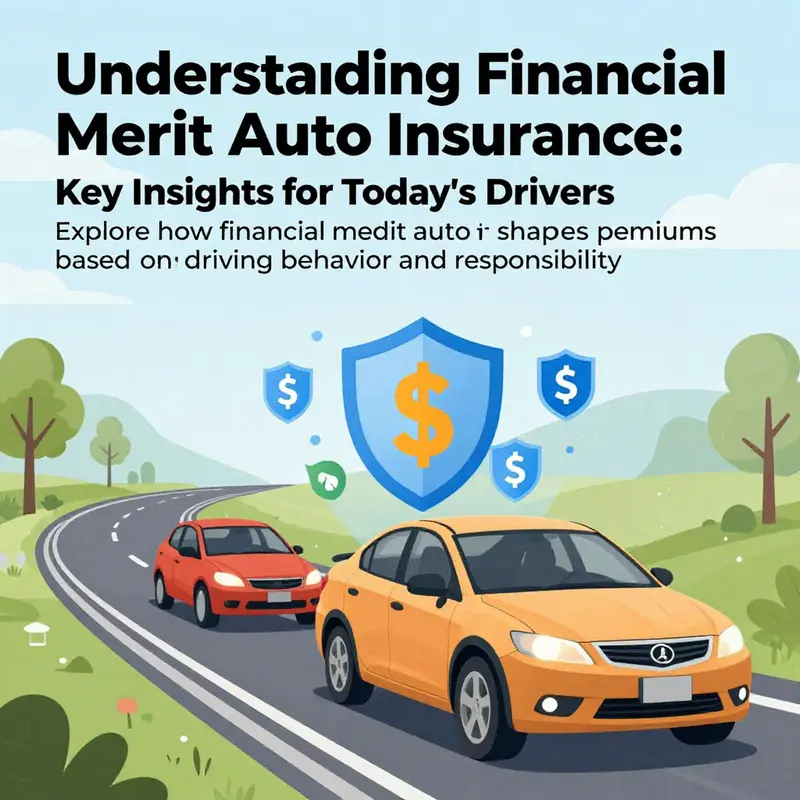 Illustration depicting the concept of financial merit auto insurance with safe driving symbols and financial rewards.