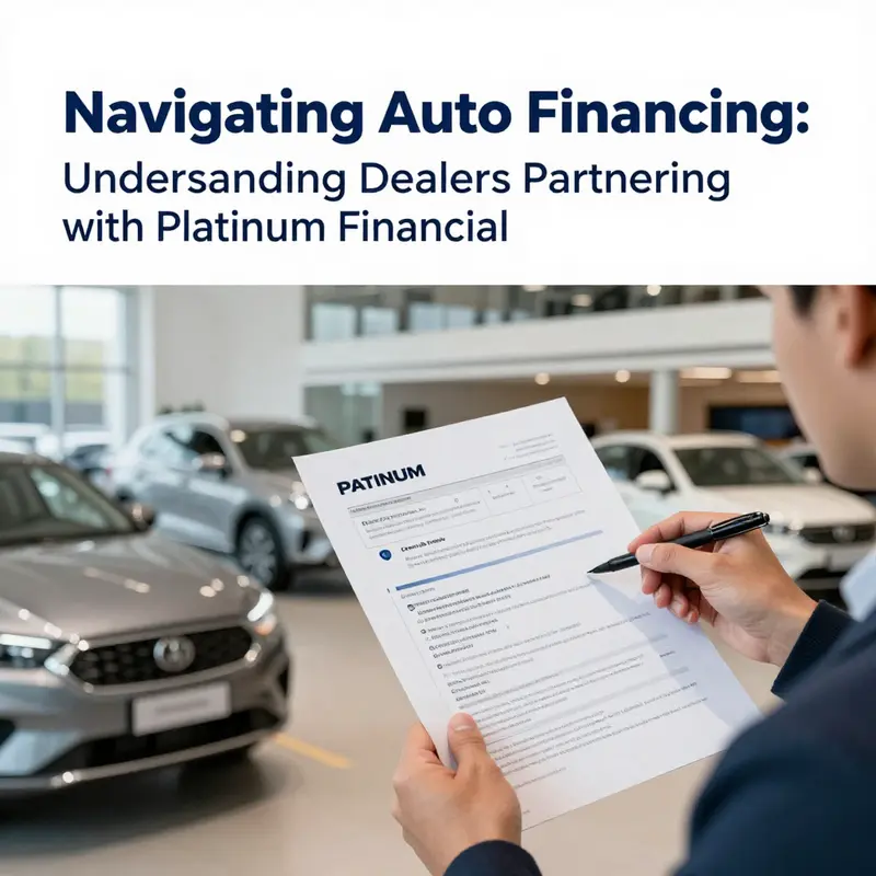 A vibrant auto dealership illustrating the integration of Platinum Financial’s financing solutions.