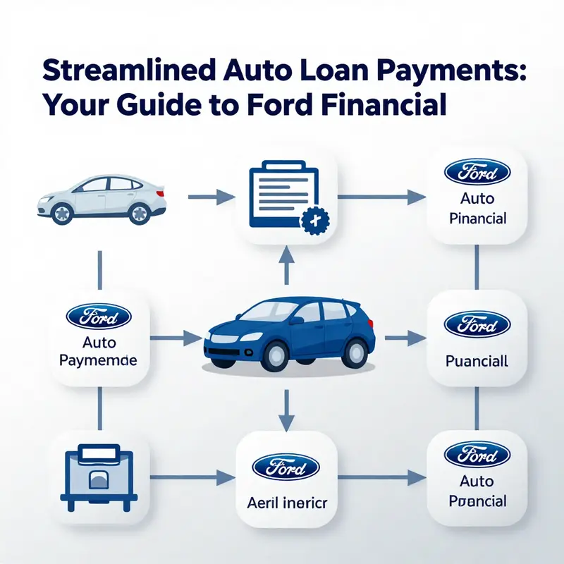 A visual guide to the essential steps for making auto loan payments to Ford Financial.