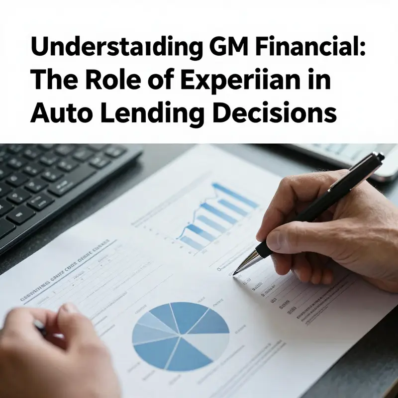Infographic on GM Financial’s use of Experian for auto loan credit evaluations.
