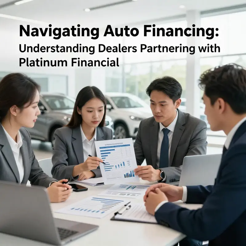 A vibrant auto dealership illustrating the integration of Platinum Financial’s financing solutions.