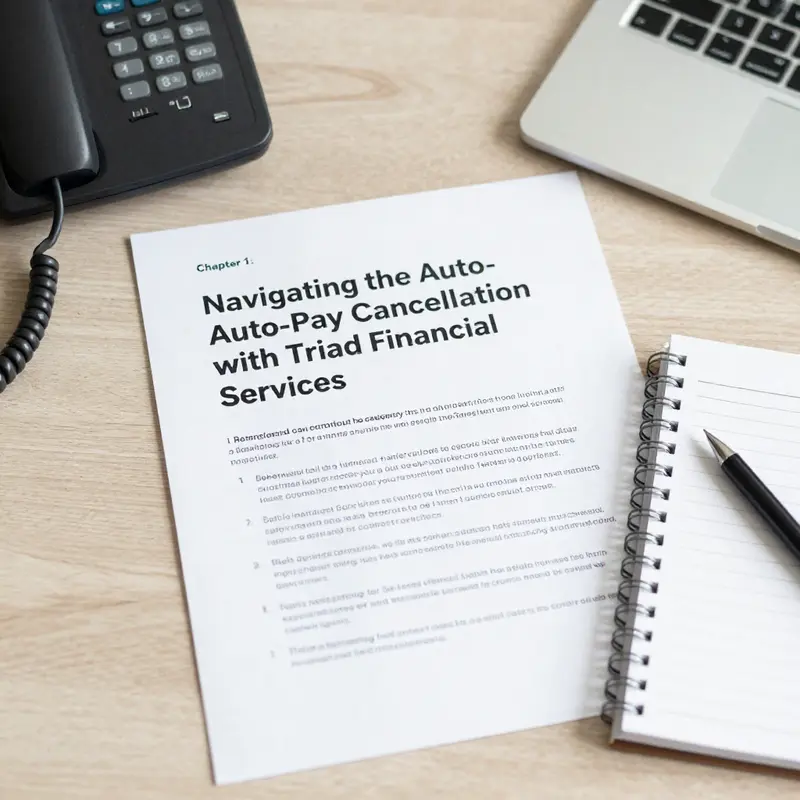 Essential tools for beginning the auto-pay cancellation process with Triad Financial Services.