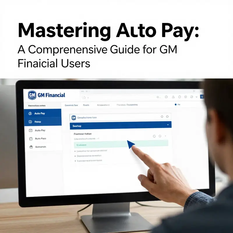 Navigating the GM Financial dashboard for auto pay setup.