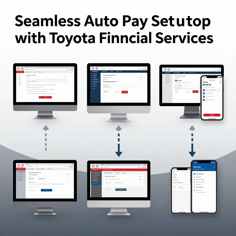 An infographic detailing the auto pay setup process at Toyota Financial Services.