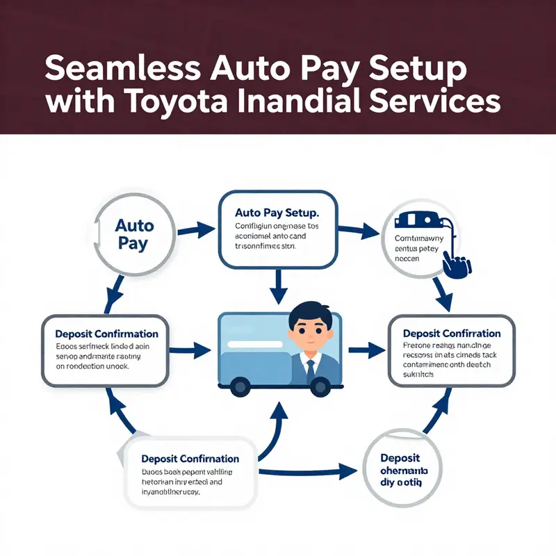 An infographic detailing the auto pay setup process at Toyota Financial Services.