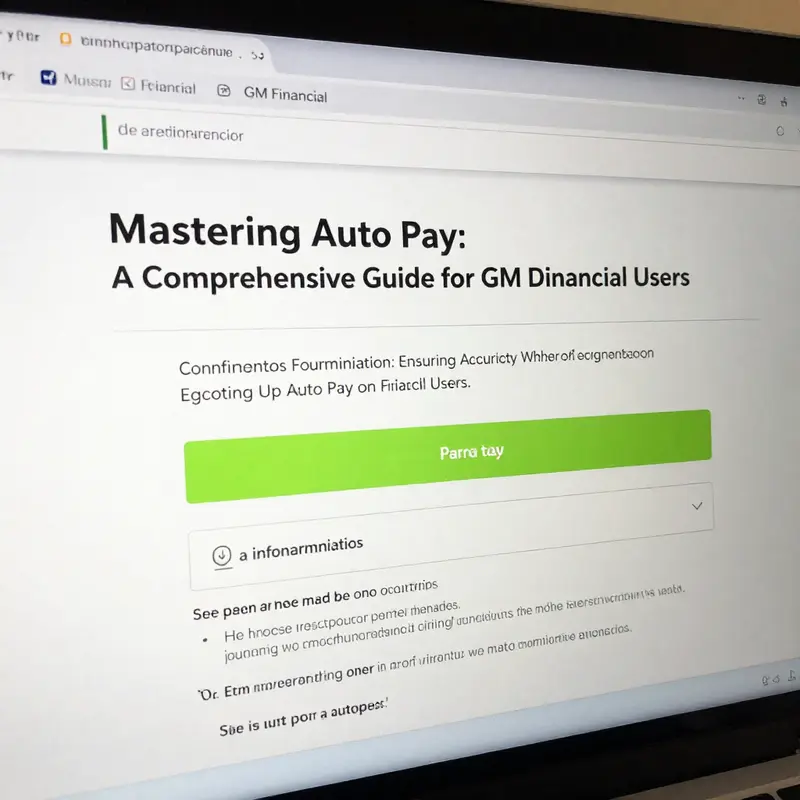 Navigating the GM Financial dashboard for auto pay setup.
