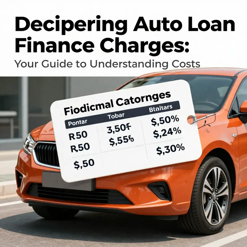 An image showing a new car with an attached price tag and finance charge details, emphasizing auto loan costs.