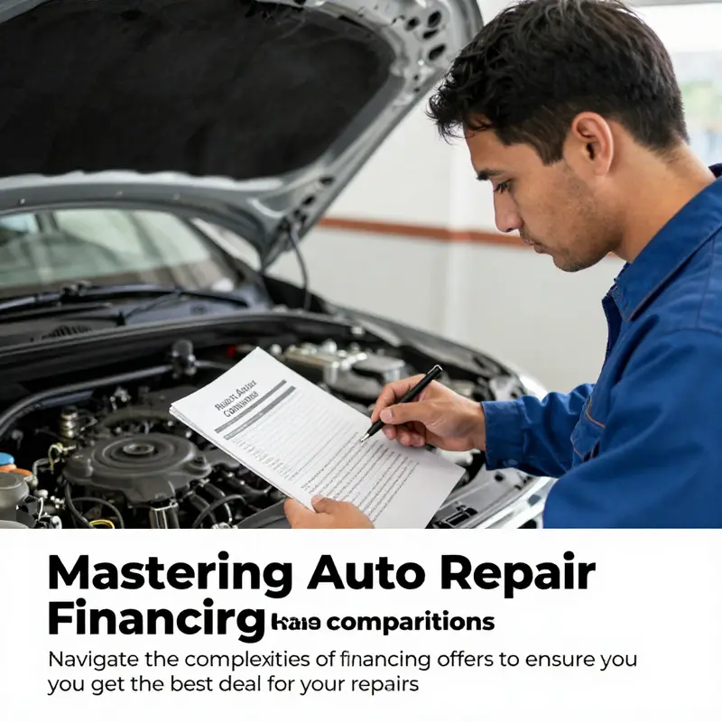 Image of a mechanic reviewing auto repair financing documents while working on a car, symbolizing the focus on understanding financing options.