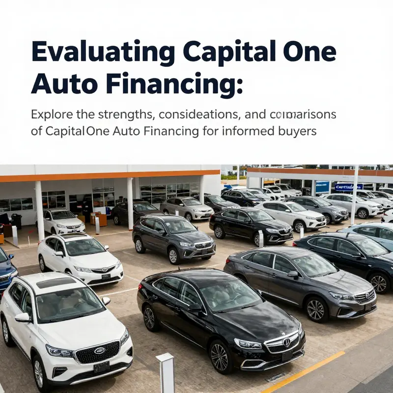 A busy auto dealership displaying multiple vehicles and Capital One branding.