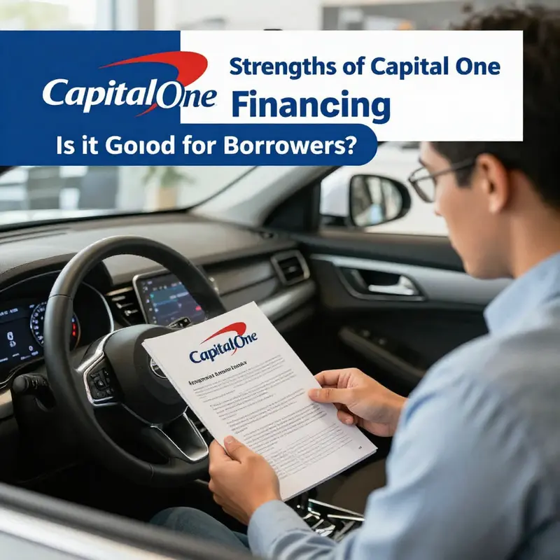 Discussing the benefits of Capital One Auto Financing with a dealership representative.