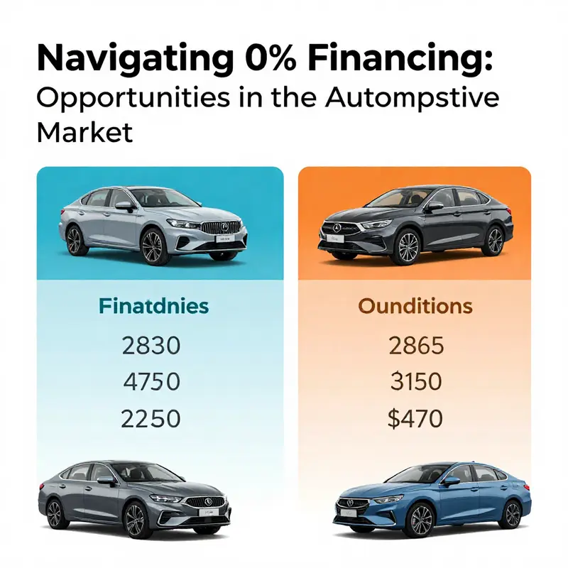 A vibrant display of current 0% financing offers available from leading auto manufacturers.