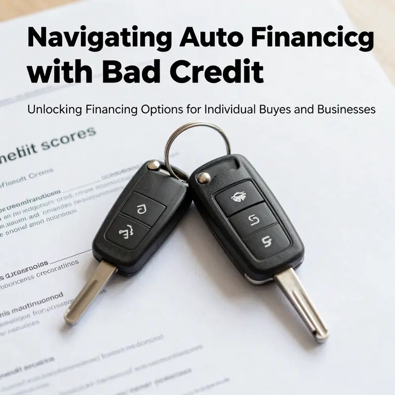 A conceptual image representing car keys, credit scores, and auto financing documents.