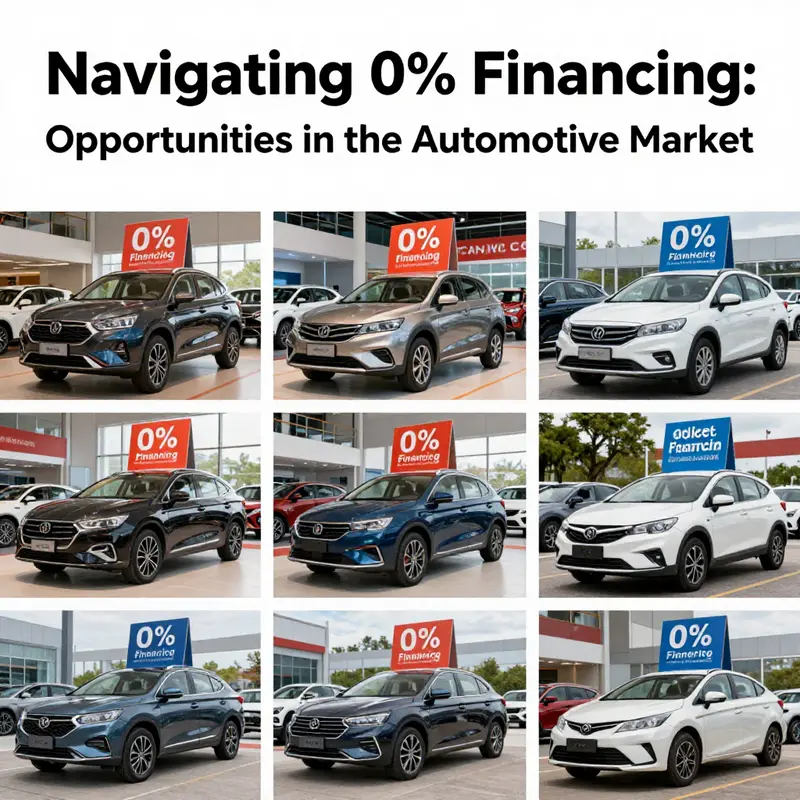 A vibrant display of current 0% financing offers available from leading auto manufacturers.