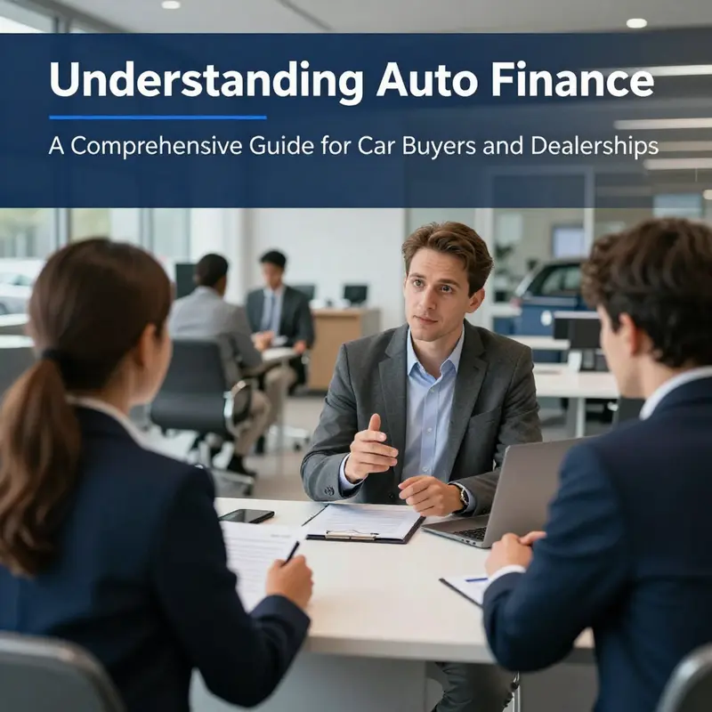 Key concepts in auto finance illustrated visually, representing loans, leasing, and more.