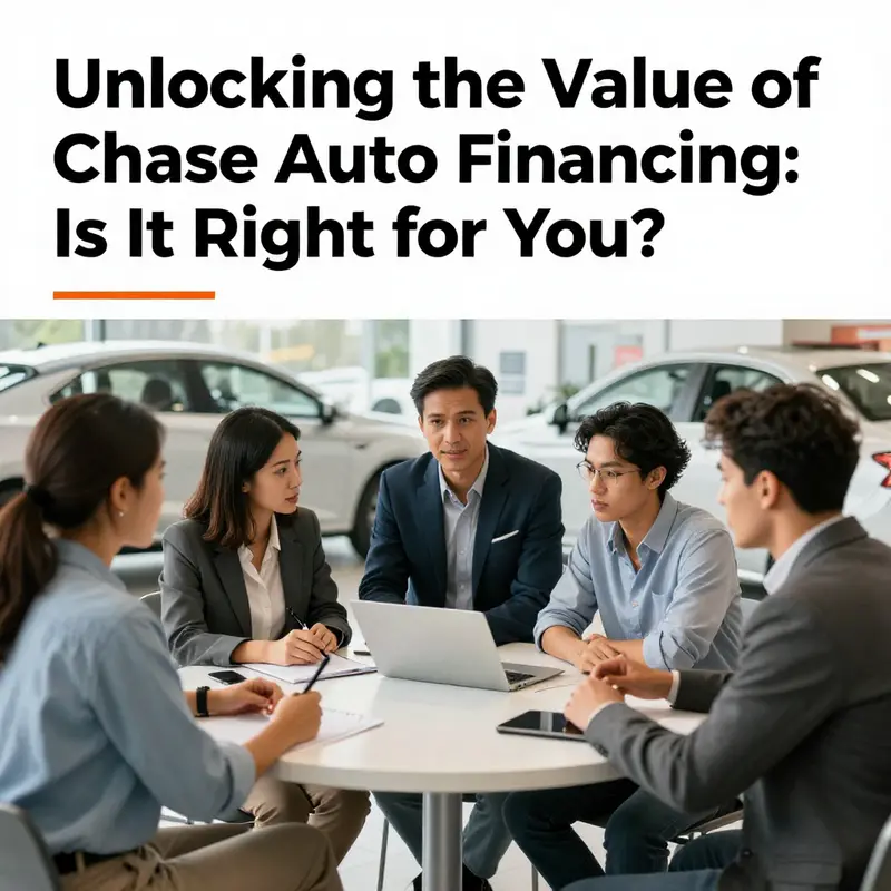 Several individuals in a car dealership discussing auto financing options.