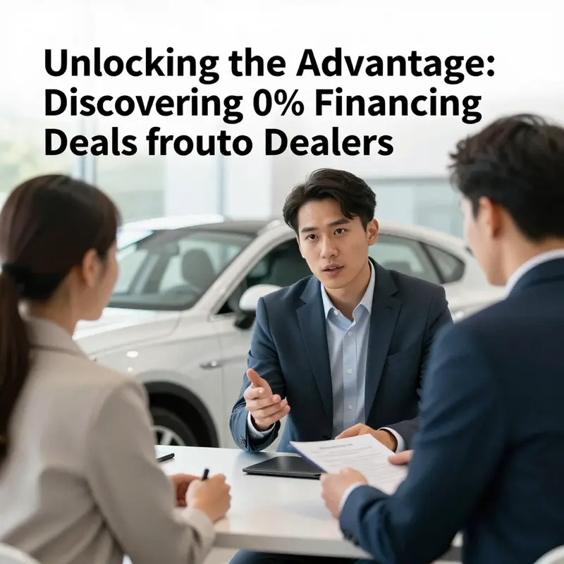 A variety of new vehicles available for 0% financing at a dealership.