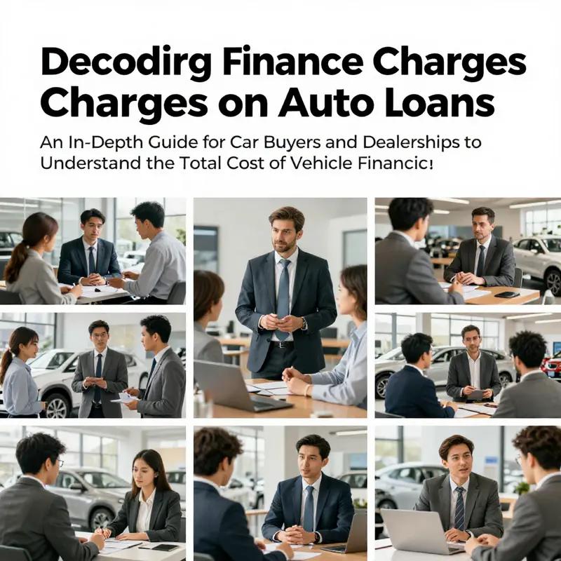 A diverse group of individuals discussing finance charges on auto loans, representing different perspectives in the car buying process.