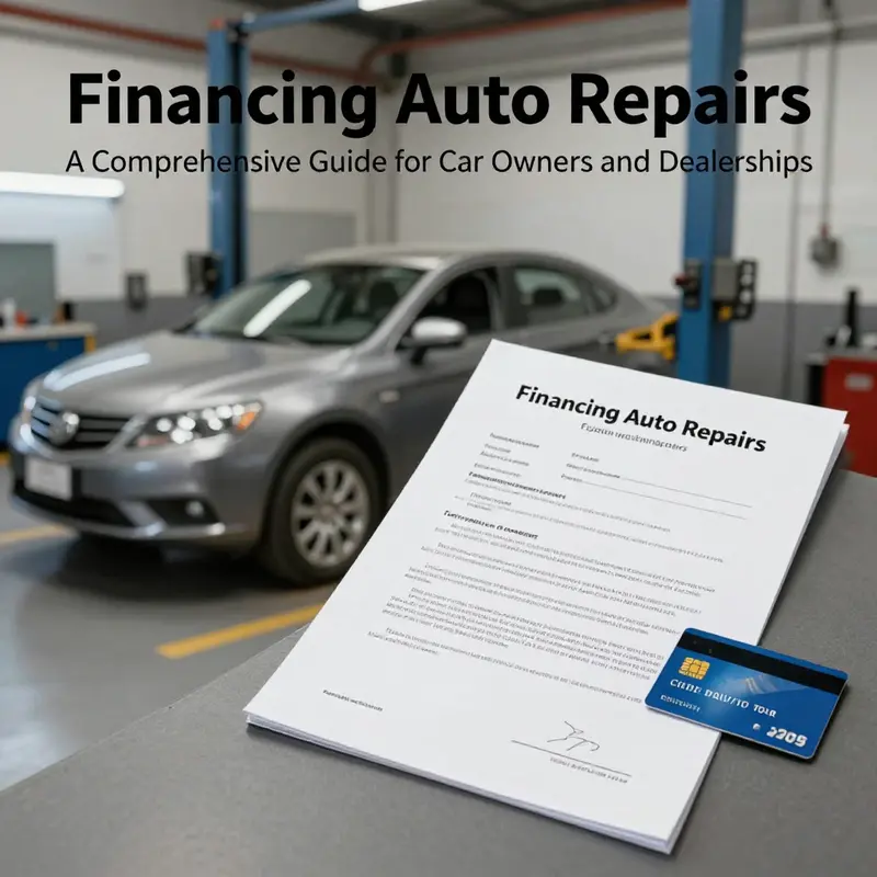 An image representing the various aspects of financing auto repairs in a mechanic's environment.