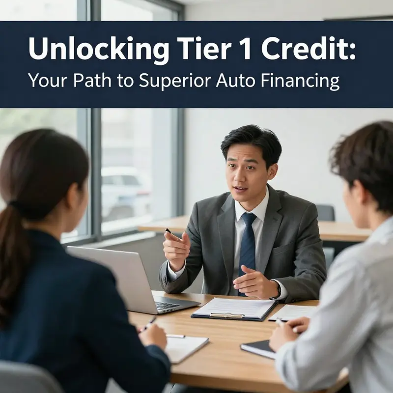An infographic illustrating the components of Tier 1 credit in auto financing.