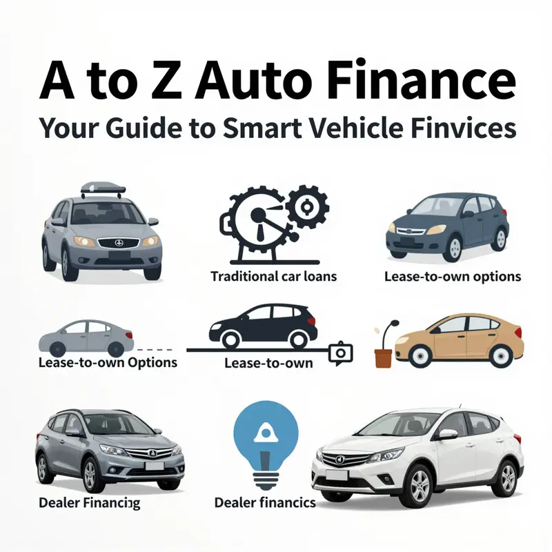 A visual overview of the key concepts in auto finance, highlighting essential components for vehicle buyers and dealerships.