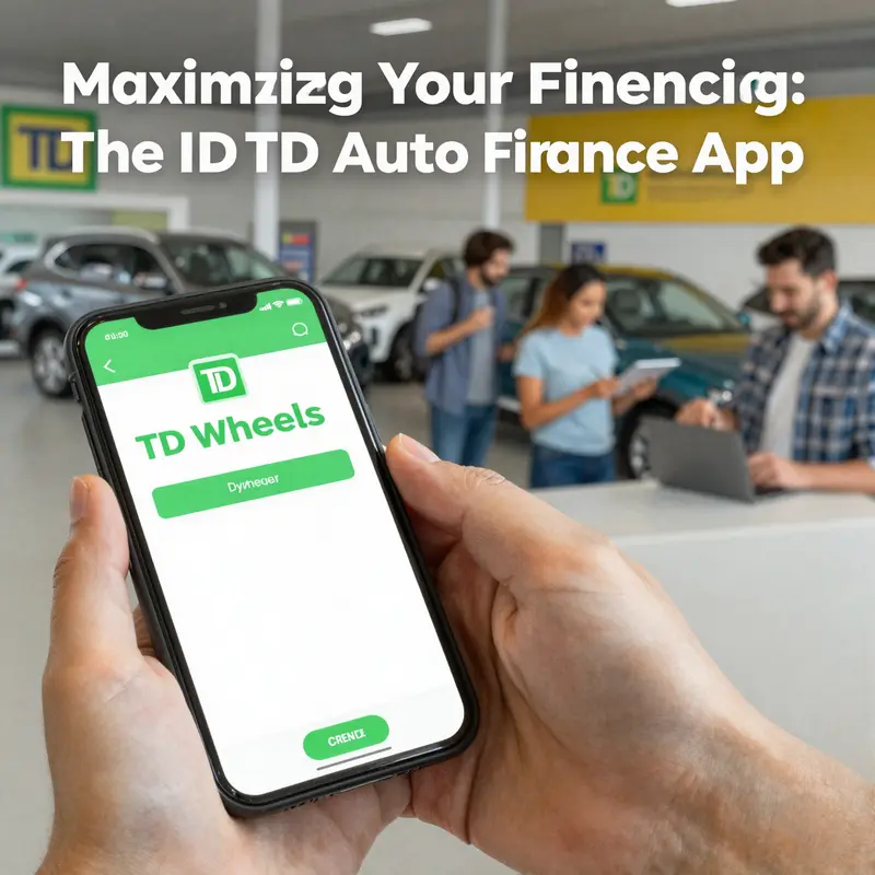 Individuals using the TD Wheels App in a lively car dealership environment.