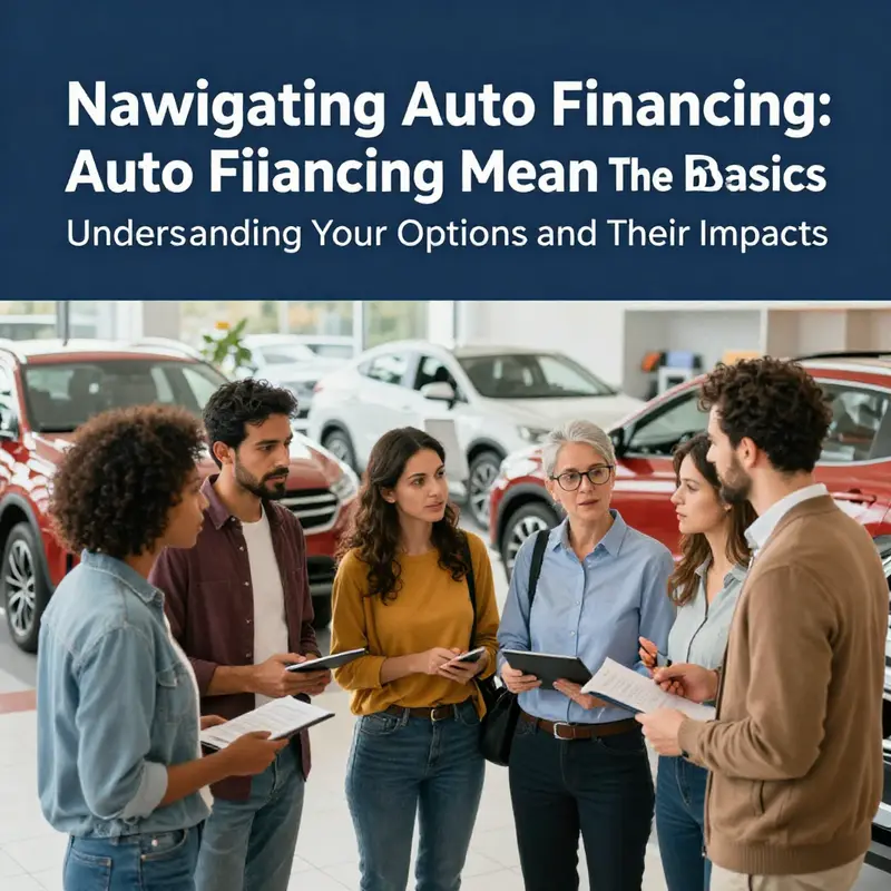 Individuals at a dealership, learning about auto financing options.