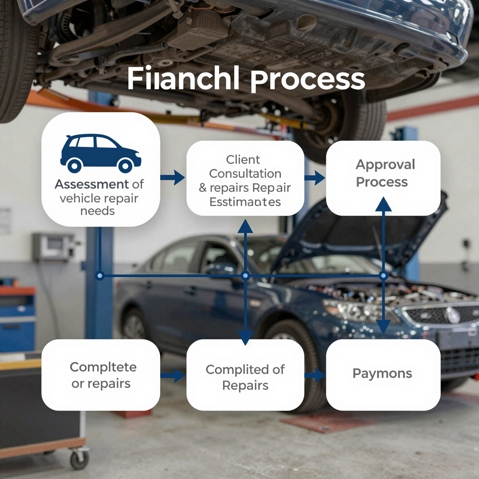 Illustration of the financing process in auto repair shops