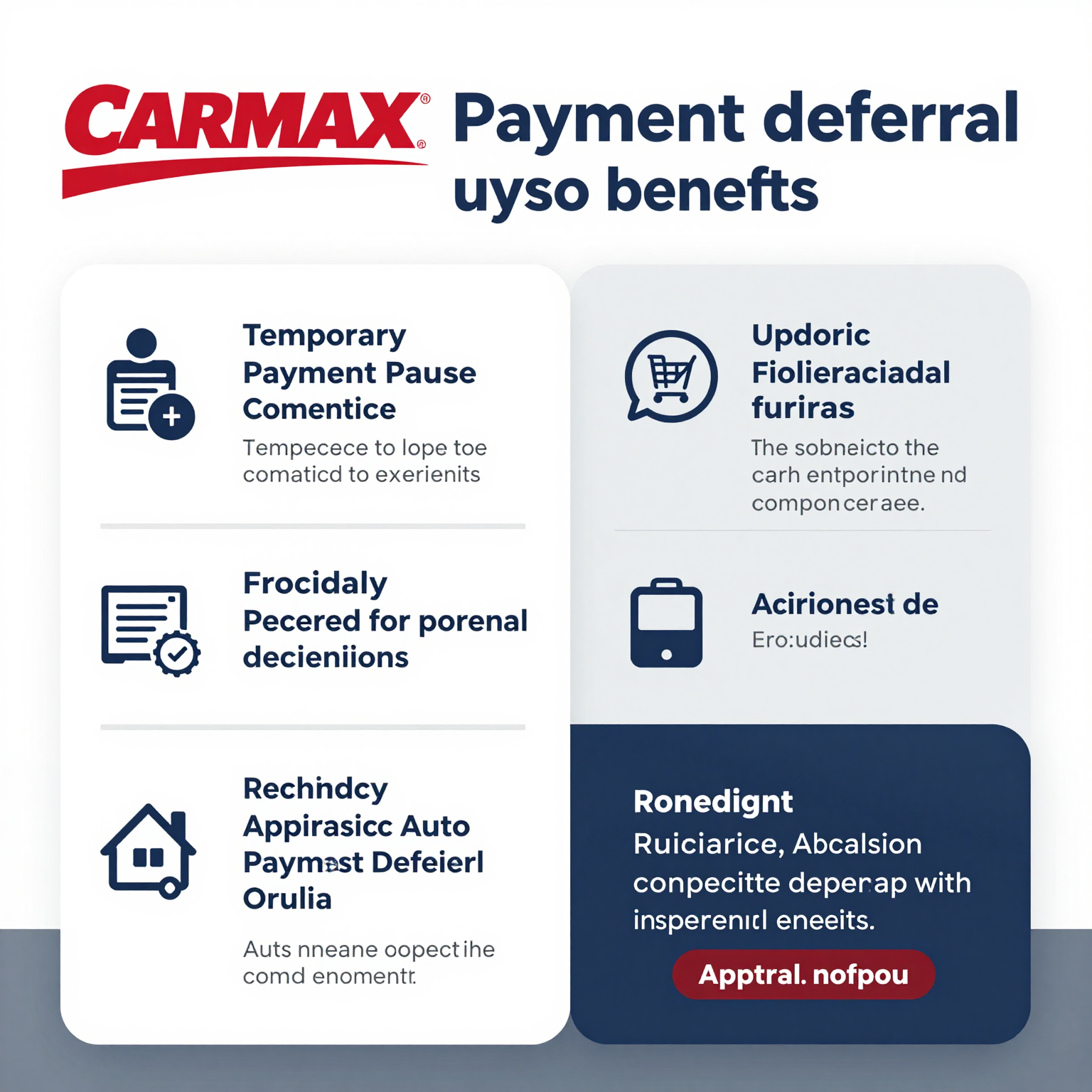 Infographic illustrating the benefits of CarMax auto finance payment deferral options