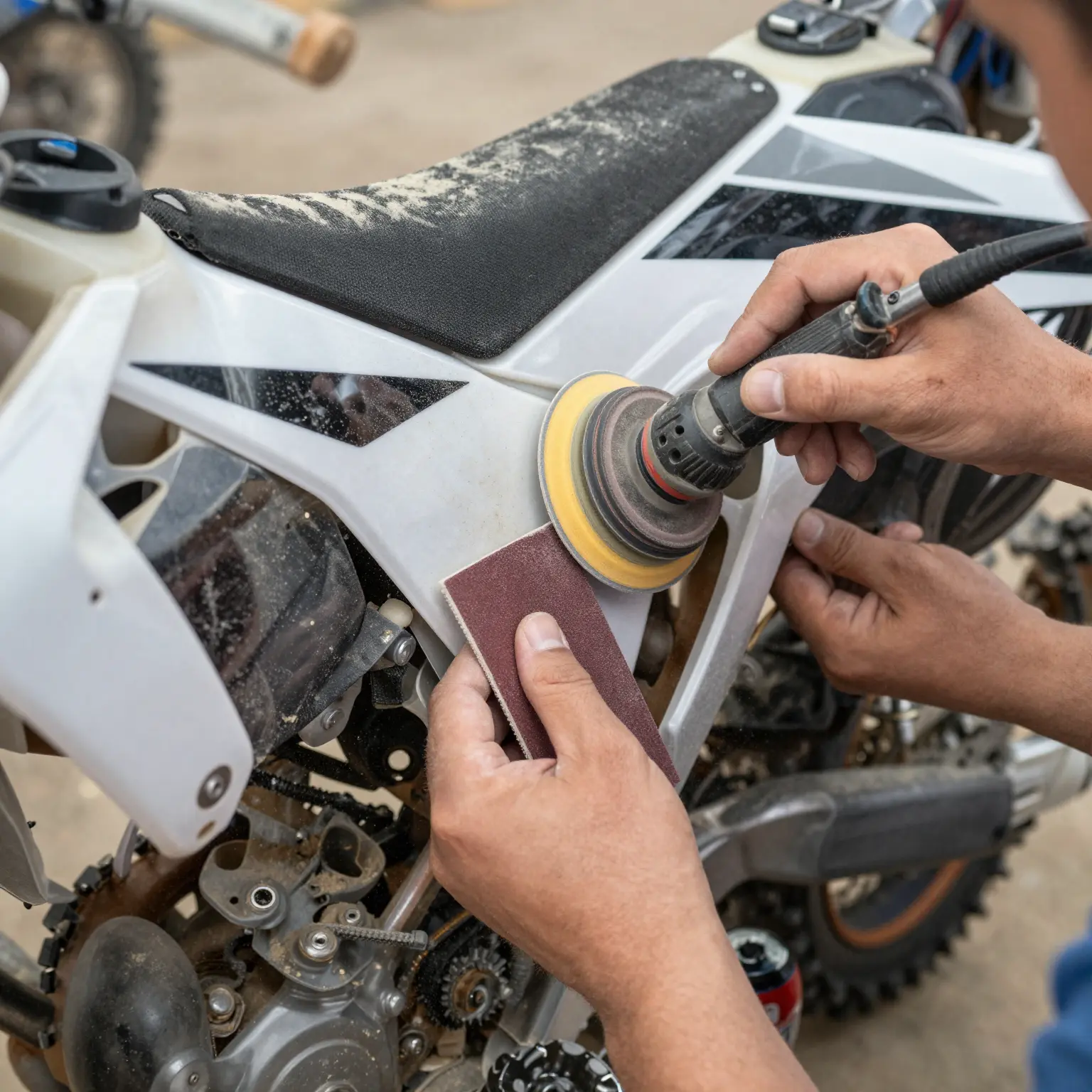 Sanding Dirt Bike Plastic