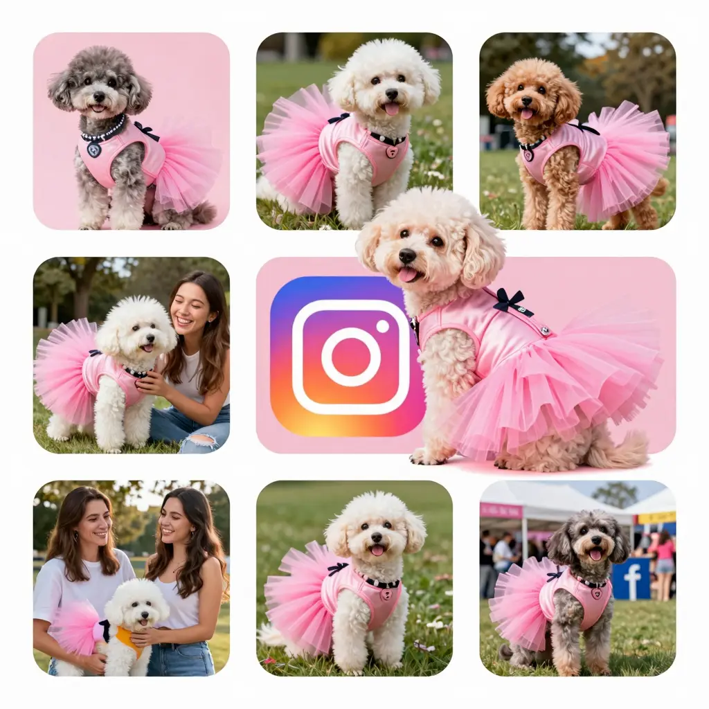 Marketing Collage for Pink Tutu Dog Products
